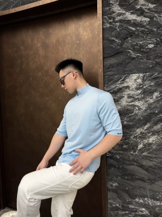Prada Light Blue Short Sleeve T-Shirt view 3