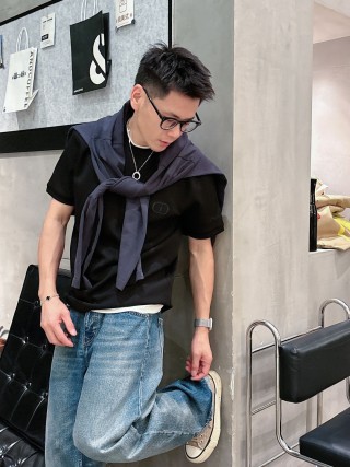 Dior Black Logo Short Sleeve T-Shirt view 4