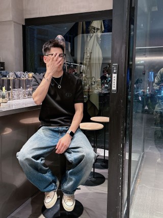 Dior Black Logo Short Sleeve T-Shirt view 9