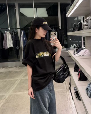 Black Gold Foil Graphic Short Sleeve T-Shirt view 2