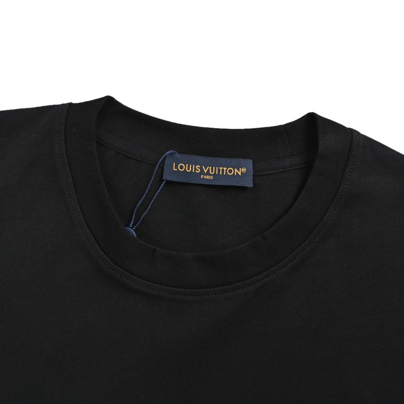Louis Vuitton Paris Black T-Shirt with Floral Embroidery view