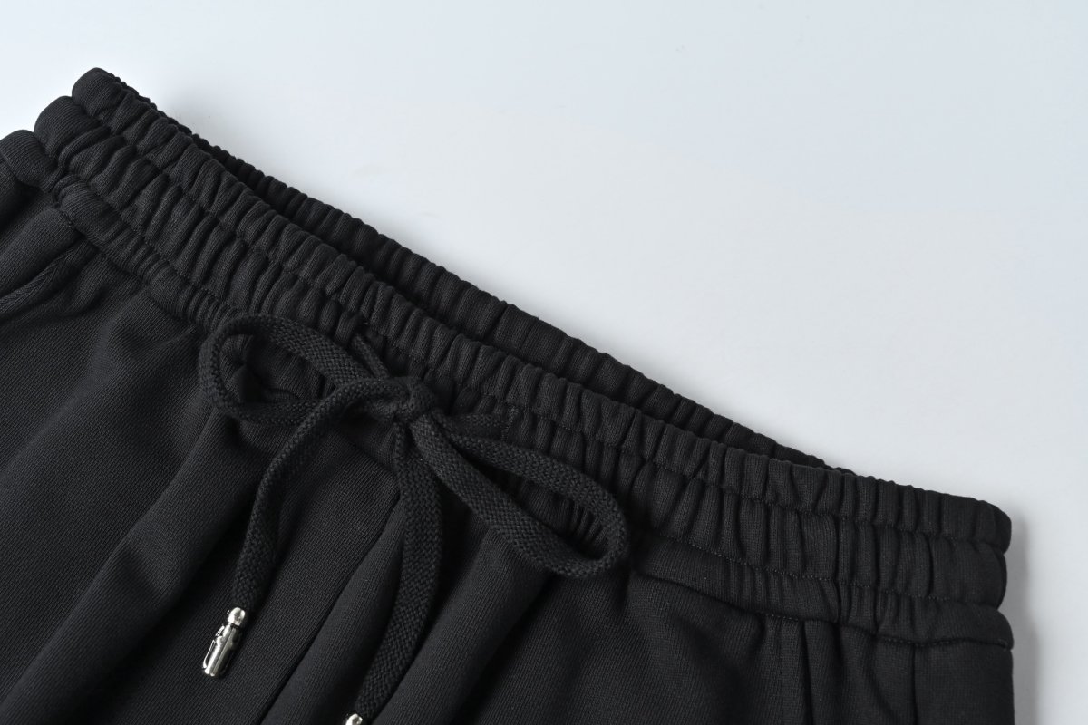 Black Relaxed Fit Casual Pants with Geometric Embroidery view