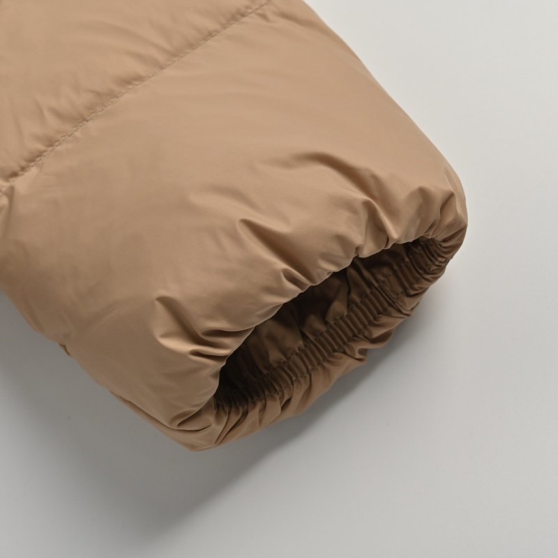 Beige Puffer Down Jacket with Cinched Waist view