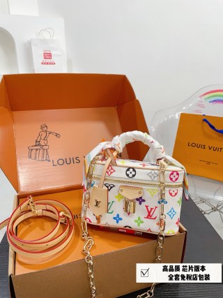 Louis Vuitton Vanity Multicolor Monogram Box Bag White 24SS view 3
