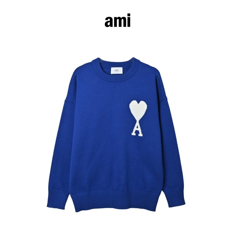 Ami Paris Royal Blue Heart Logo Knit Sweater view