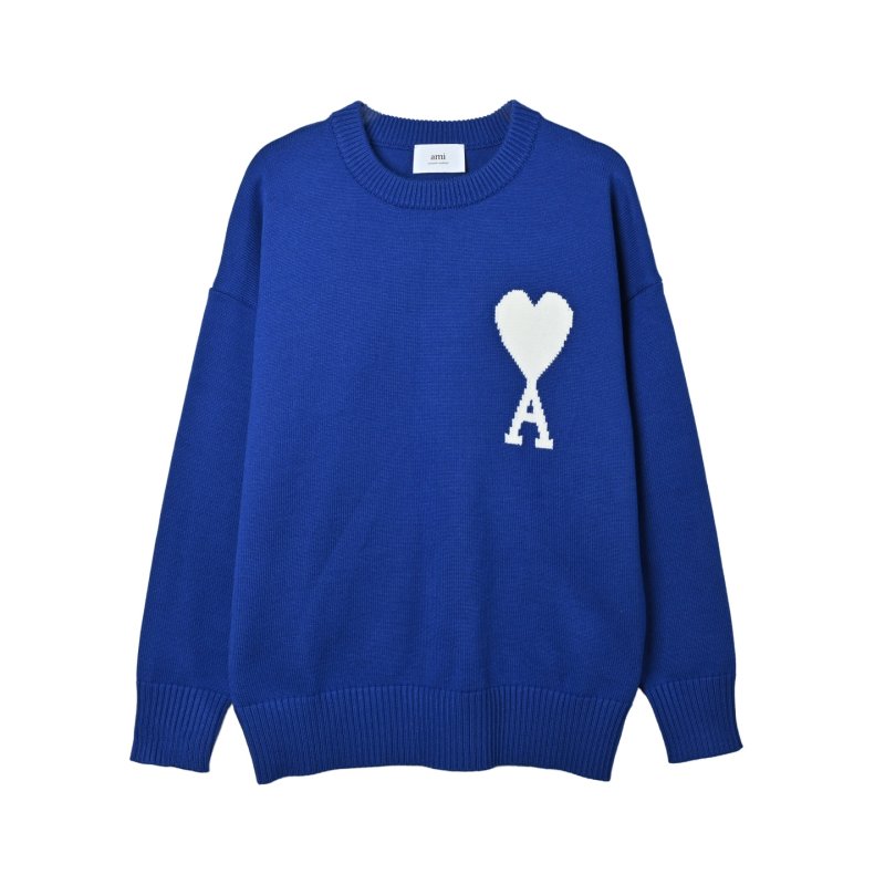 Ami Paris Royal Blue Heart Logo Knit Sweater view
