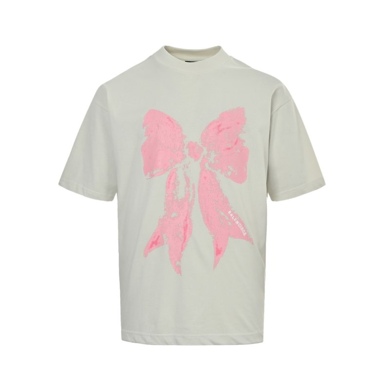 White Oversized T-Shirt with Pink Bow Graphic view