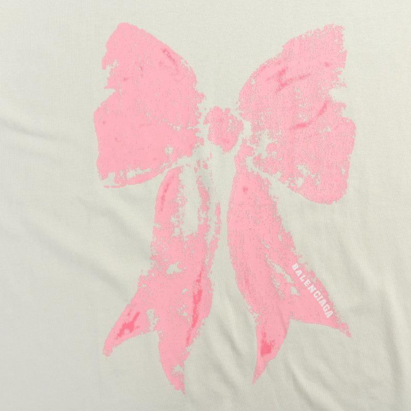 White Oversized T-Shirt with Pink Bow Graphic view