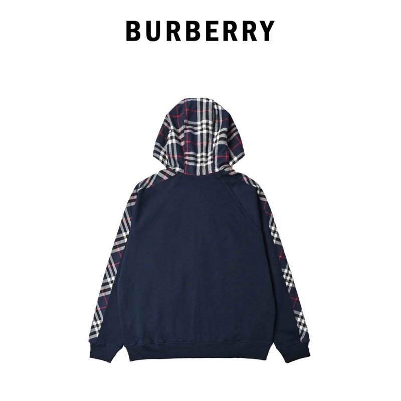 Burberry Navy Check Sleeve Zip Hoodie view