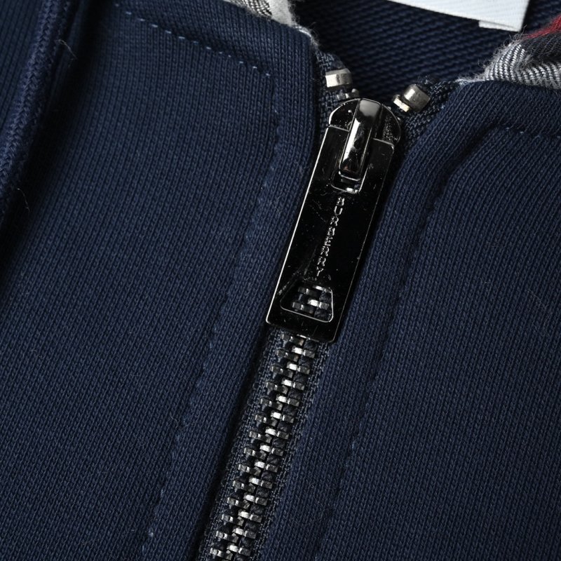 Burberry Navy Check Sleeve Zip Hoodie view