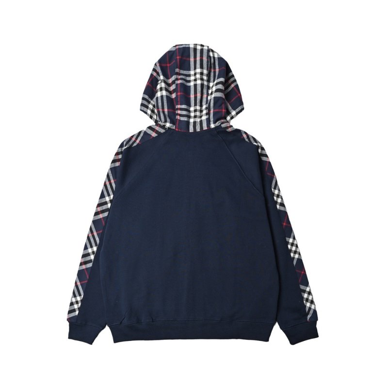 Burberry Navy Check Sleeve Zip Hoodie view