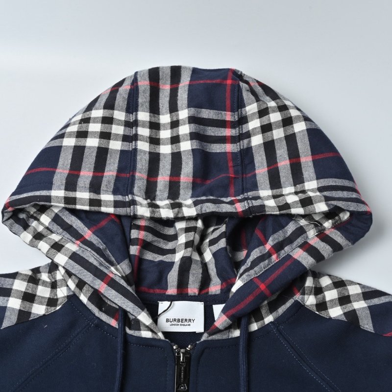 Burberry Navy Check Sleeve Zip Hoodie view