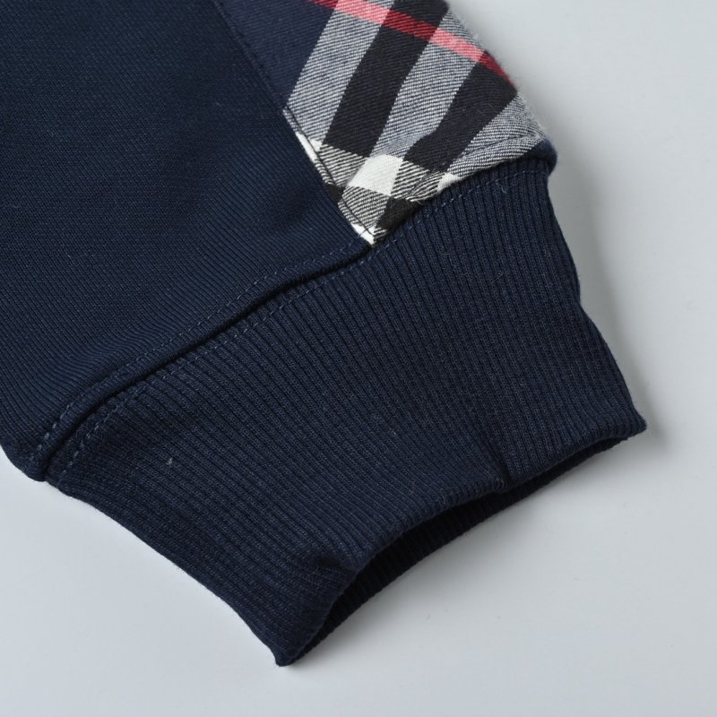 Burberry Navy Check Sleeve Zip Hoodie view