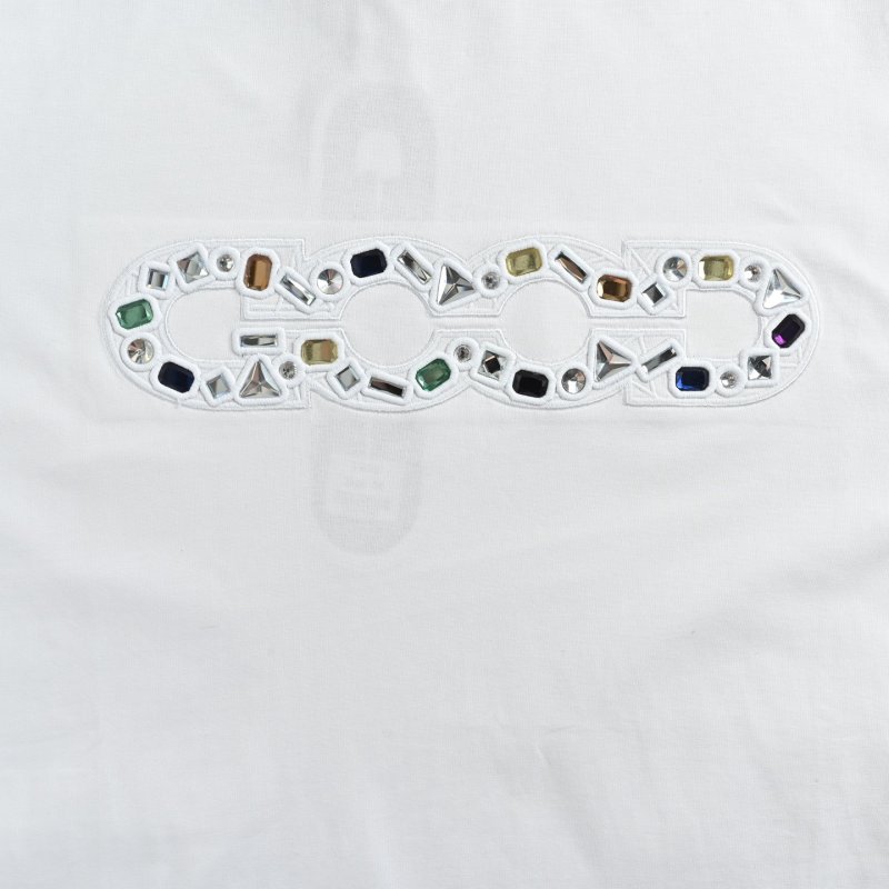 White Short Sleeve T-Shirt with Colorful Gemstone Print view