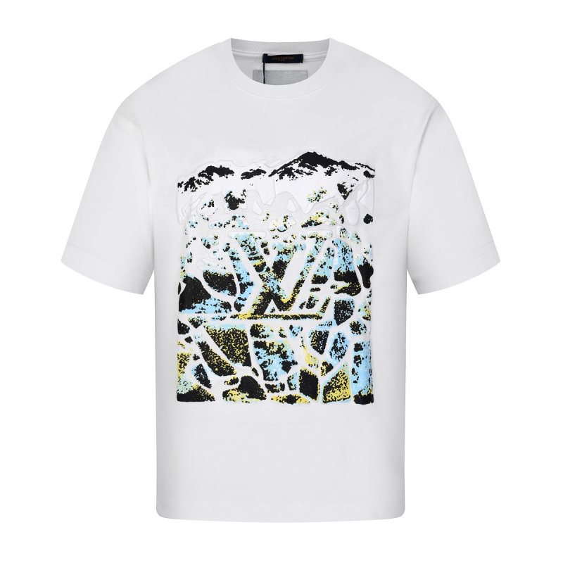 White Graphic Mountain & Nature Print T-Shirt view