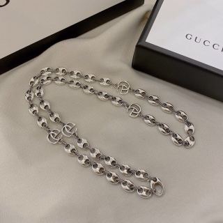 Gucci Double G Silver Anchor Chain Necklace 55cm