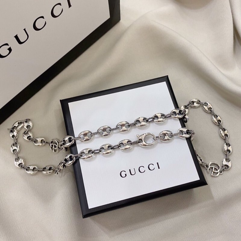 Gucci Double G Silver Anchor Chain Necklace 55cm view