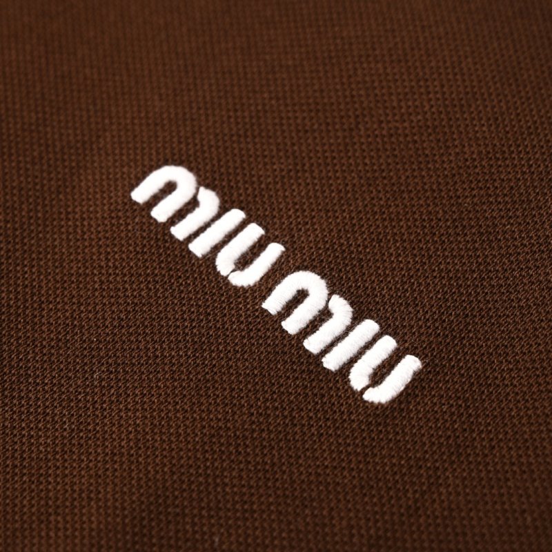 Miù Brown Polo Shirt with Blue Collar view