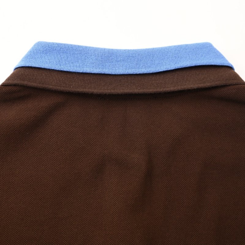 Miù Brown Polo Shirt with Blue Collar view