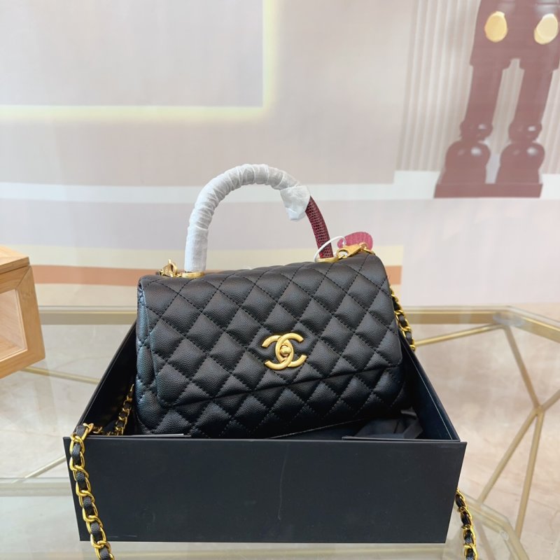 Chanel Coco Handle Quilted Top Handle Bag Black