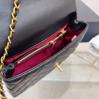 Chanel Coco Handle Quilted Top Handle Bag Black view 9