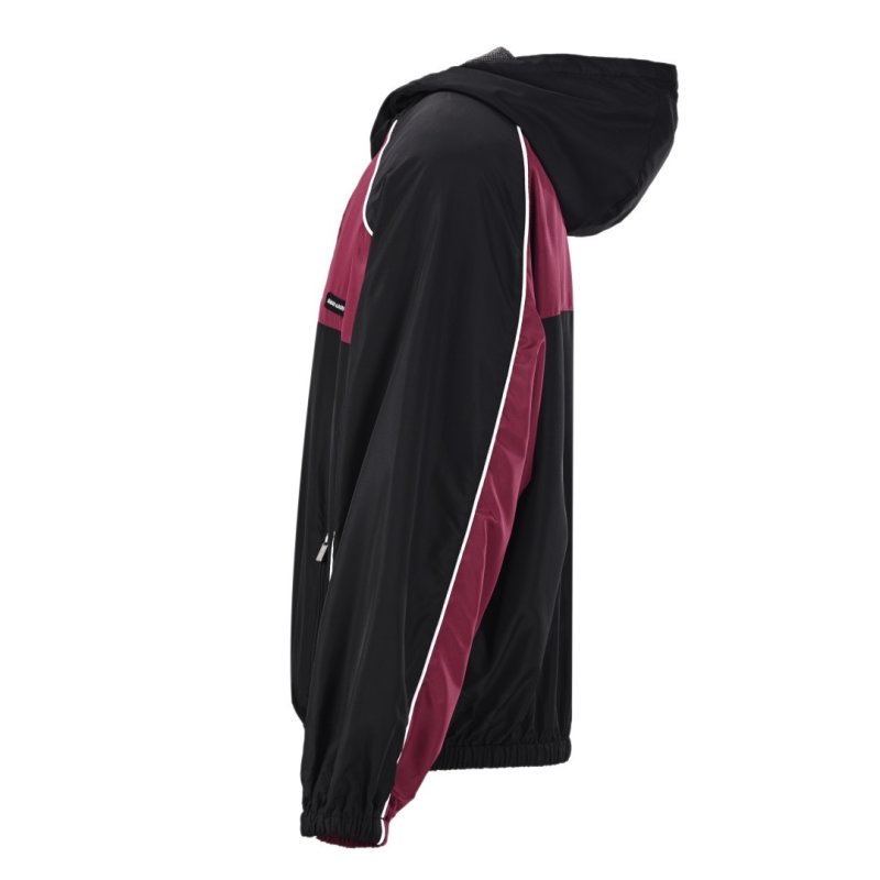 Black & Burgundy Color-Block Windbreaker Jacket view