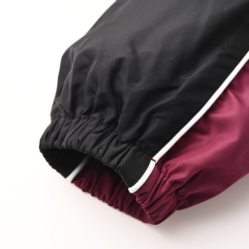Black & Burgundy Color-Block Windbreaker Jacket view