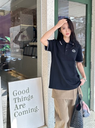 Dior Black Polo Shirt with White Trim view 3