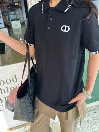 Dior Black Polo Shirt with White Trim view 8
