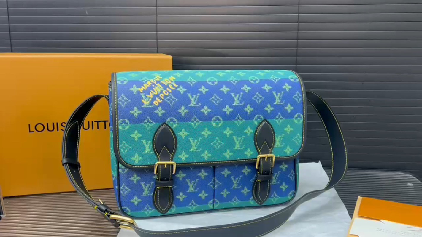 Louis Vuitton Monogram Canvas Shoulder Bag Blue Turquoise