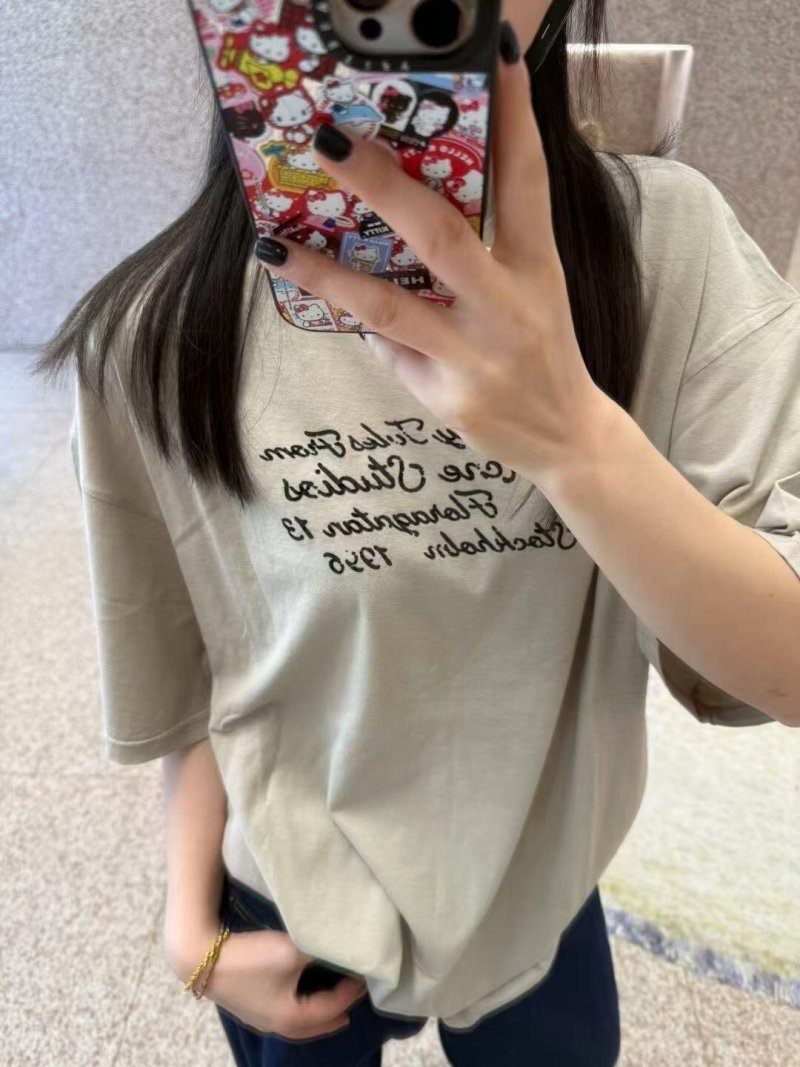 Cream Oversized Short Sleeve T-Shirt with Script Print