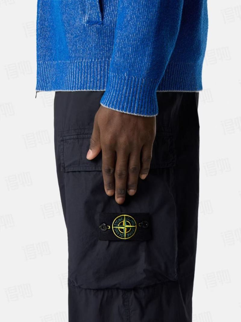 Stone Island Black Cargo Pants with Compass Badge