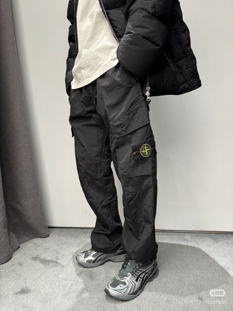 Stone Island Black Cargo Pants with Compass Badge view