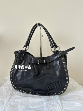 Cognac Studded Leather Drawstring Shoulder Bag view 8