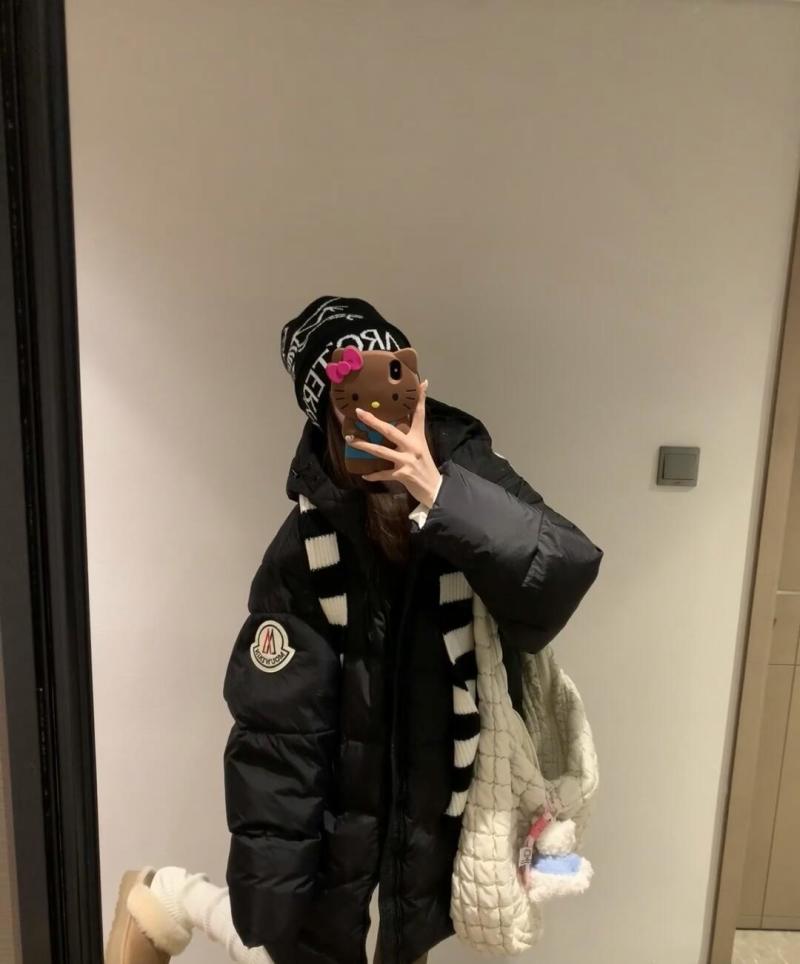 Black Puffy Down Jacket Oversized Fit view