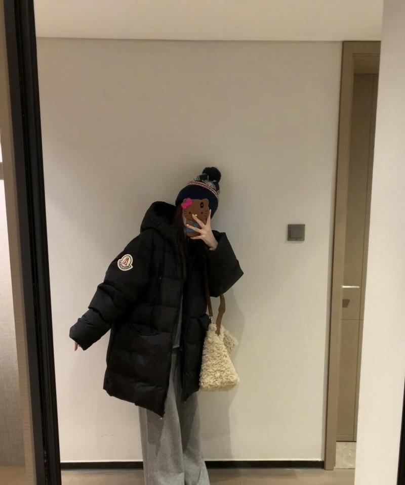 Black Puffy Down Jacket Oversized Fit view