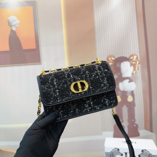 Dior Montaigne Chain Shoulder Bag Black Tweed view 2