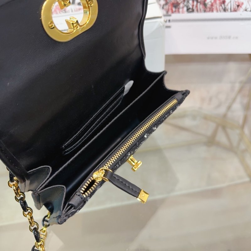 Dior Montaigne Chain Shoulder Bag Black Tweed view