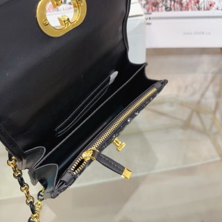 Dior Montaigne Chain Shoulder Bag Black Tweed view 9