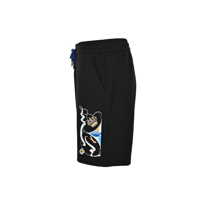 Louis Vuitton Black Graphic Shorts with Blue Drawstring view