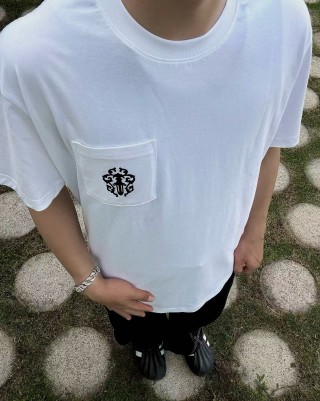 Essentials White Pocket Crest T-Shirt view 3