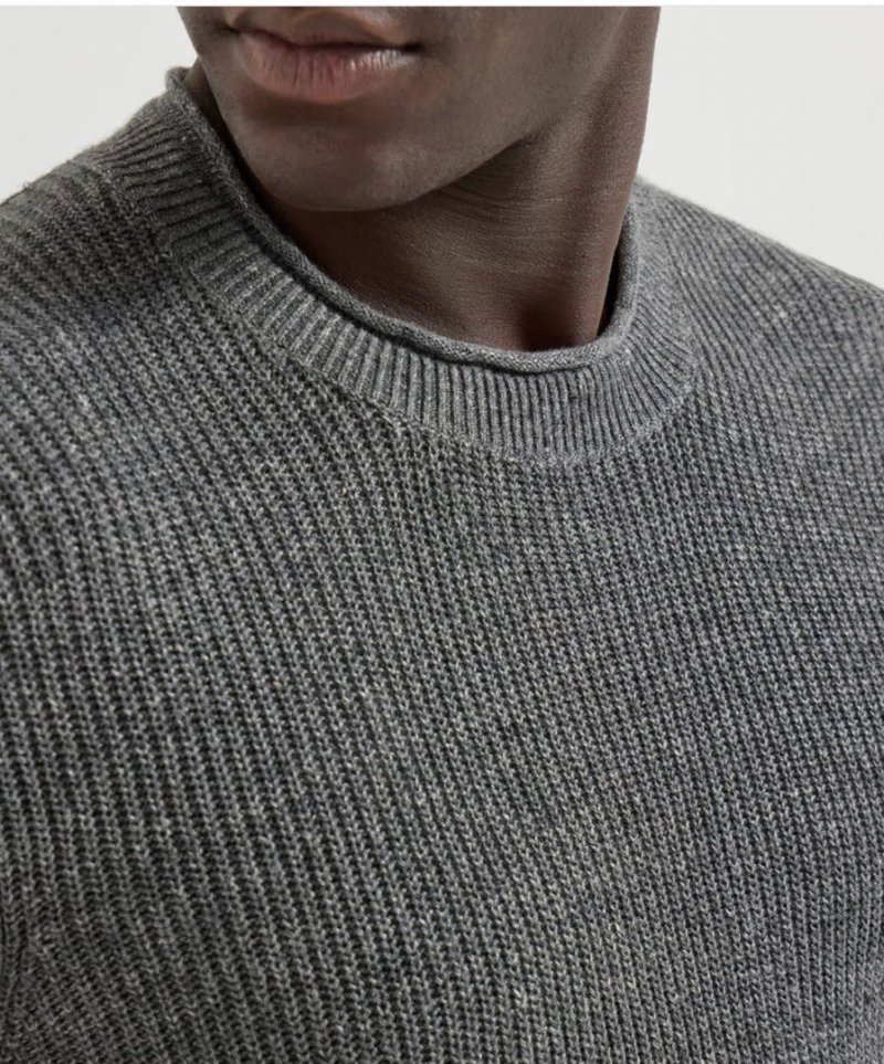 Charcoal Ribbed Short Sleeve Crew Neck T-Shirt view