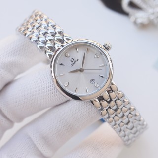 Omega De Ville Silver Quilted Bracelet Women's Watch 28mm