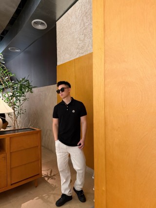 Moncler Black Short-Sleeve Polo Shirt view 4