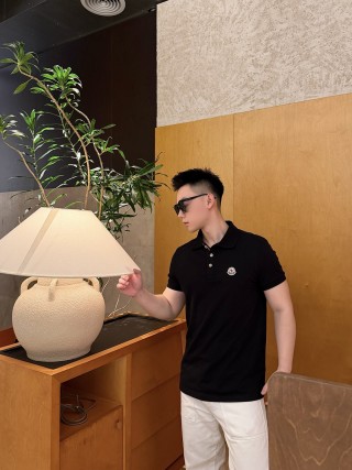 Moncler Black Short-Sleeve Polo Shirt view 6