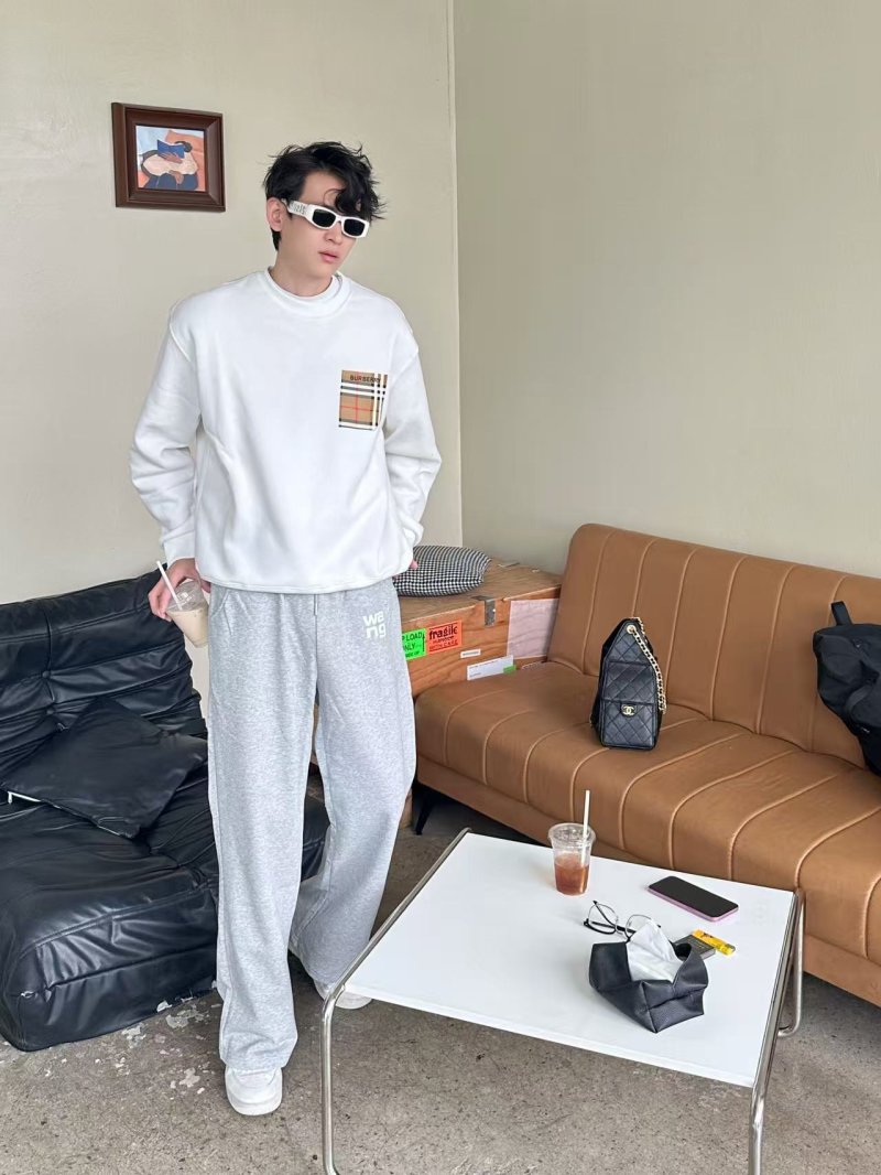 Grey Relaxed Fit Joggers with Chest Print view