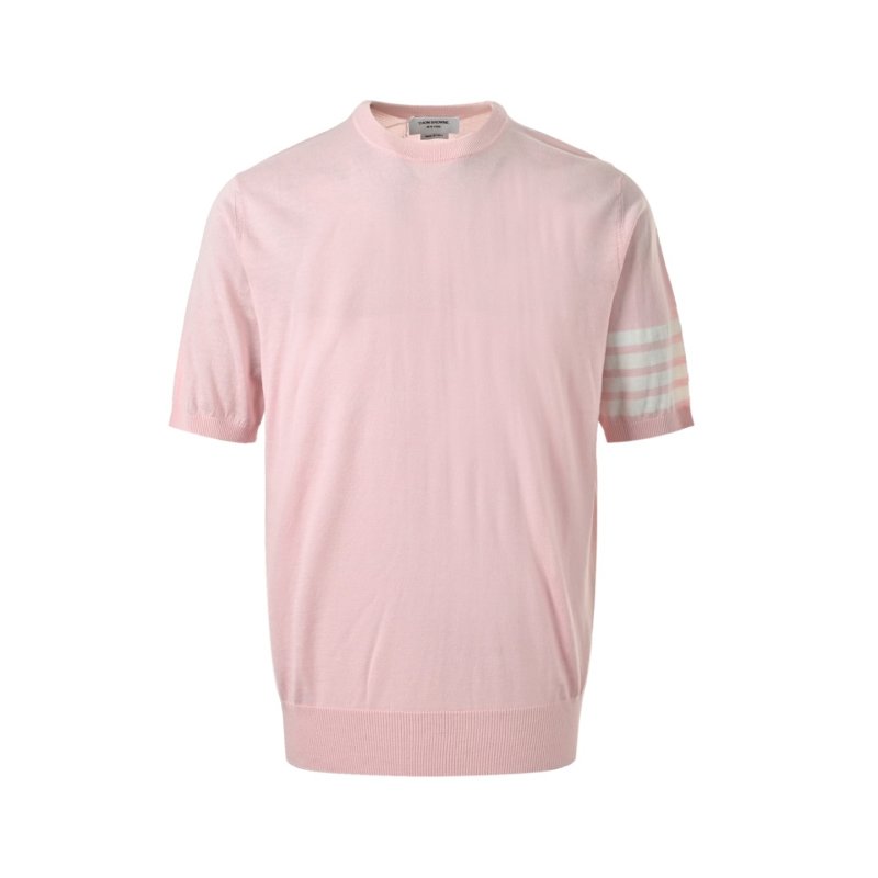 Pink Striped Sleeve Crewneck T-Shirt view