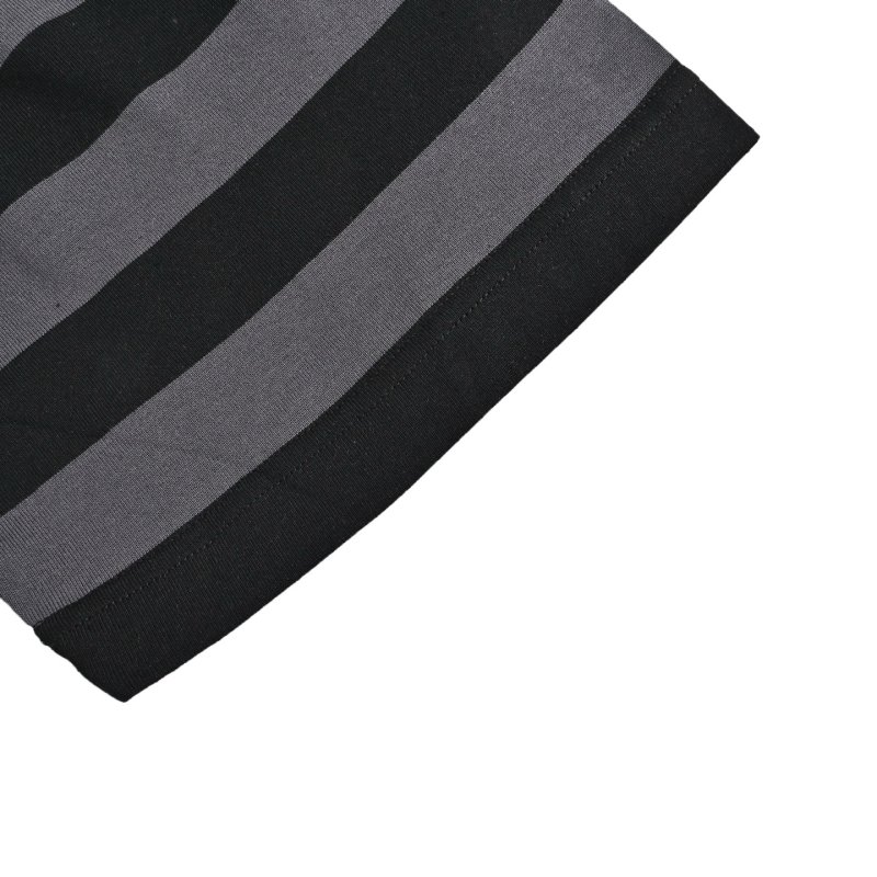 Black & Grey Striped Polo Shirt with White Collar view