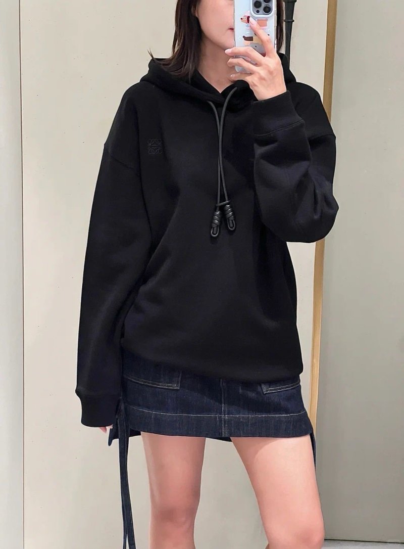 Black Oversized Hoodie with Drawstring