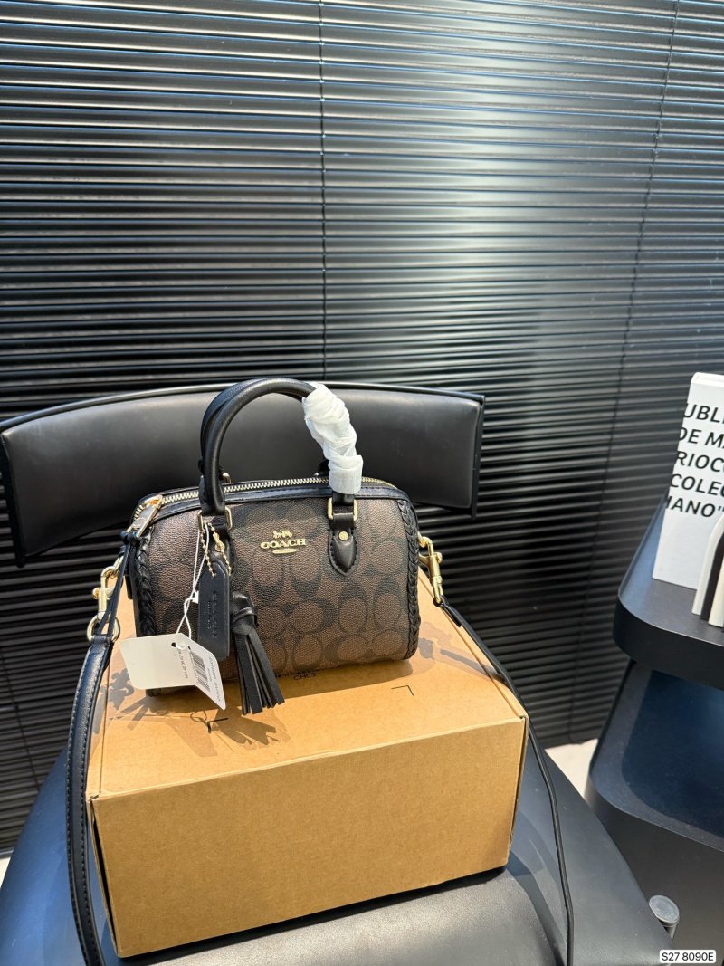 Coach Pillow Bag Small Brown Monogram Black Leather